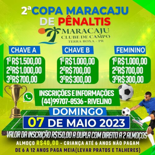 Terra Roxa – Domingo (07) tem a 2º Copa Maracaju de Pênaltis