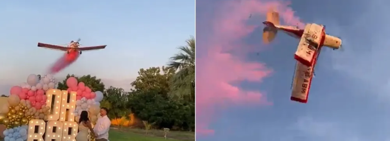 Tragédia – No México avião cai durante ‘chá revelação’, piloto da aeronave não sobreviveu (veja o vídeo)