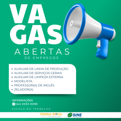 Terra Roxa – Atenção para as vagas de emprego