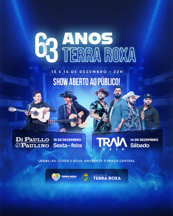 Terra Roxa comemora 63 anos com grandes shows e muita animação!